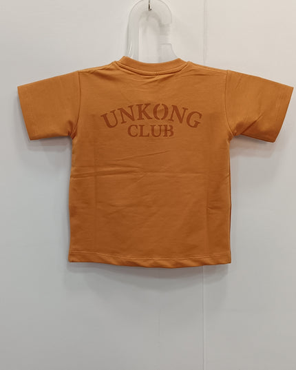 Boys Orange Cotton T-Shirt with Pocket Print | Comfortable Kids Casual Wear