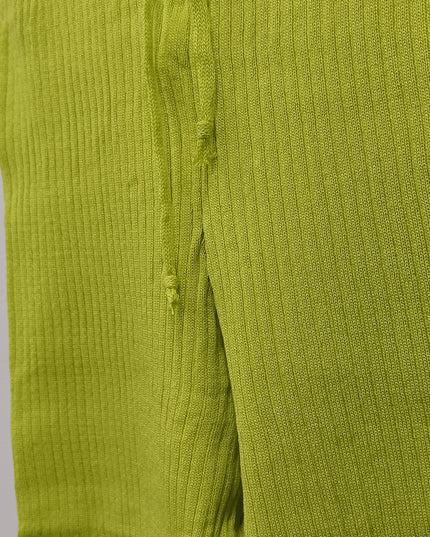 Girls Lime Green Ribbed Co-Ord Set | Crop Top & Pants Set for Kids – He & She
