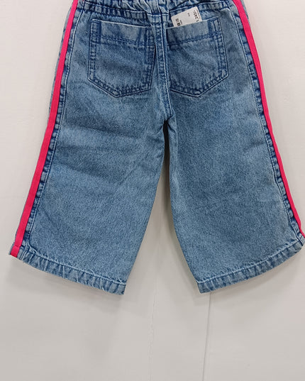 Girls Denim Jogger Pants with Heart & Star Patches | Kids Stylish Elastic Waist Jeans