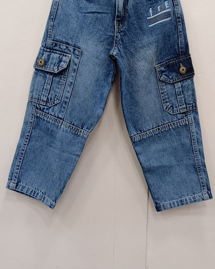 Boys Blue Cargo Denim Jeans – Stylish Multi-Pocket Kids Jeans | He & She