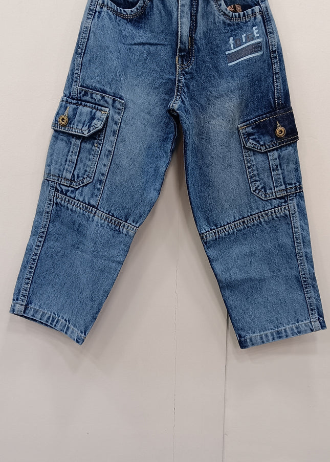 Boys Blue Cargo Denim Jeans – Stylish Multi-Pocket Kids Jeans | He & She