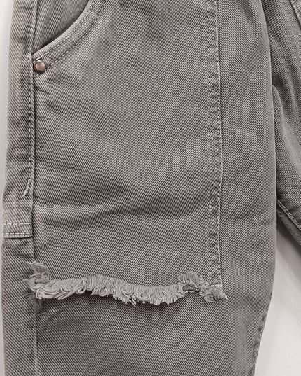 He & She Kids Grey Washed Denim Jeans with Cargo Pockets – Stylish Casual Bottom Wear
