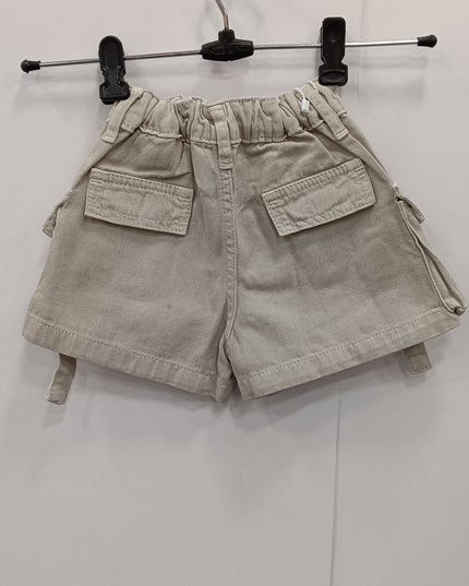 Girls Beige Cargo Skort with Belt Detail | A-Line Utility Skirt Shorts – He & She