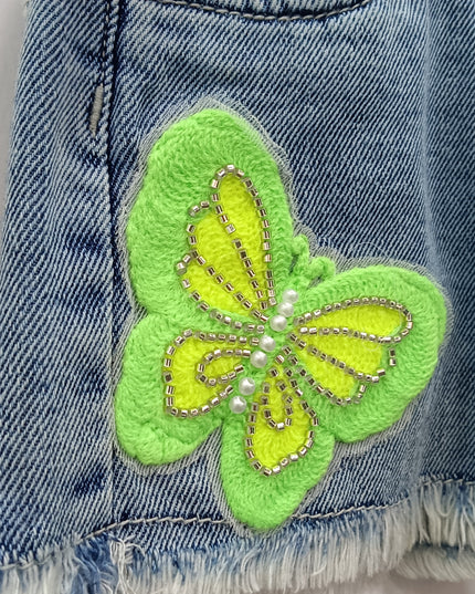 Girls Butterfly Patch Denim Shorts – Kids Summer Casual Shorts | He And She