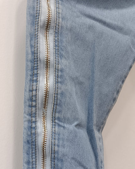 Girls Denim Jogger Jeans with Zipper Detail | Kids Light Blue Stylish Jeans | He & She