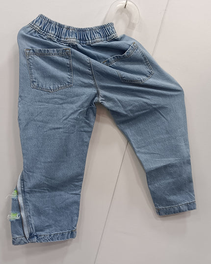 Girls Denim Jogger Jeans with Zipper Detail | Kids Light Blue Stylish Jeans | He & She