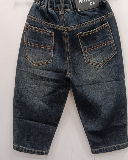 He & She Kids Blue Denim Jeans with Patch Detail – Stylish Casual Boys Bottom Wear