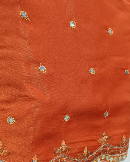 Girls Orange Mirror Work Top & Sharara Set | Kids Festive Party Wear Outfit