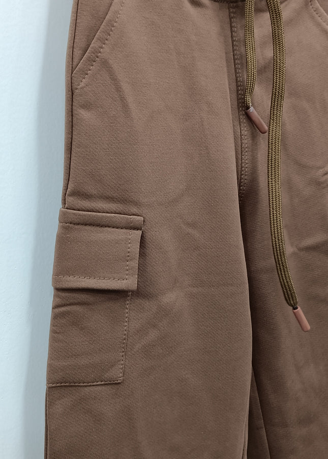 Girls Brown Cargo TrackPants | Kids Cotton  Casual Pants