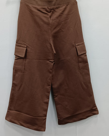 Girls Brown Cargo TrackPants | Kids Cotton  Casual Pants