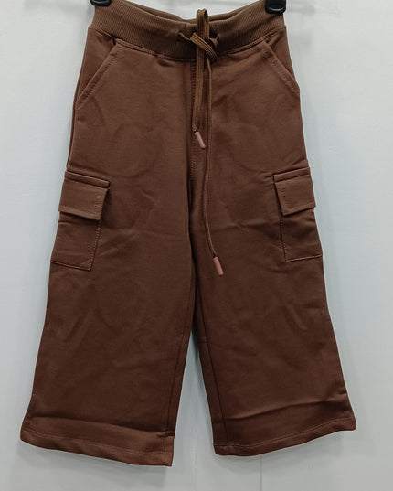 Girls Brown Cargo TrackPants | Kids Cotton  Casual Pants