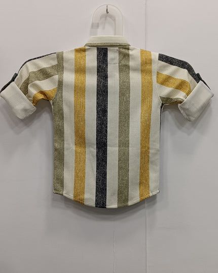 Boys Multicolor Striped Shirt & Brown Shorts Set | Kids Casual Co-Ord Outfit