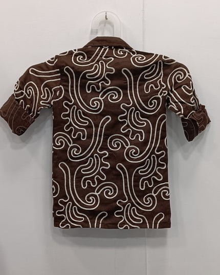 Boys Brown Printed Casual Shirt | Kids Cotton Half Sleeve Stylish Shirt