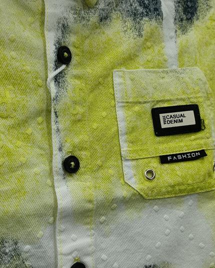 Boys Lime Green Printed Casual Shirt | Kids Cotton Half Sleeve Stylish Shirt