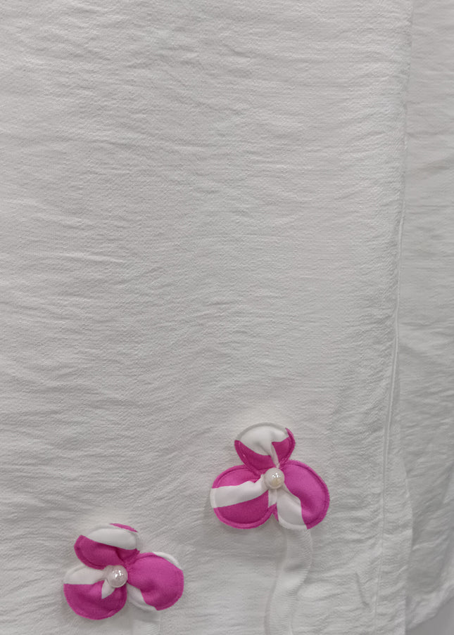Girls Pink Printed Top with White Palazzo Set | Stylish Kids Co-Ord Outfit | He & She