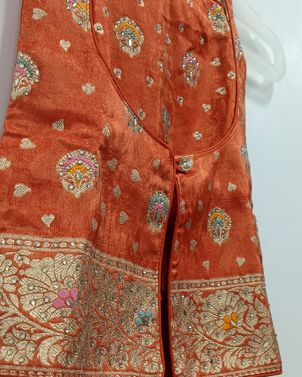 Girls Orange Ethnic Top with Palazzo Set | Festive Wear Kids Co-Ord Outfit | He & She