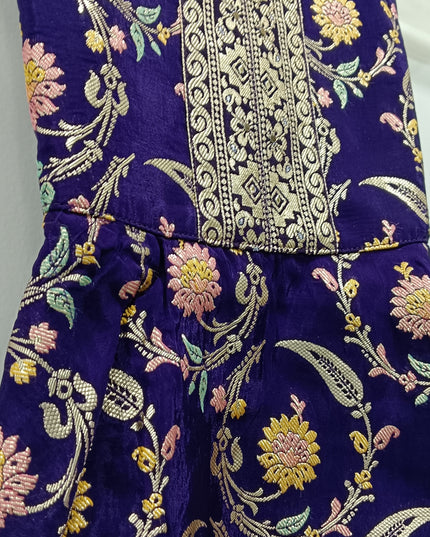 Girls Purple Ethnic Top with Palazzo Set | Festive Wear Kids Co-Ord Outfit | He & She