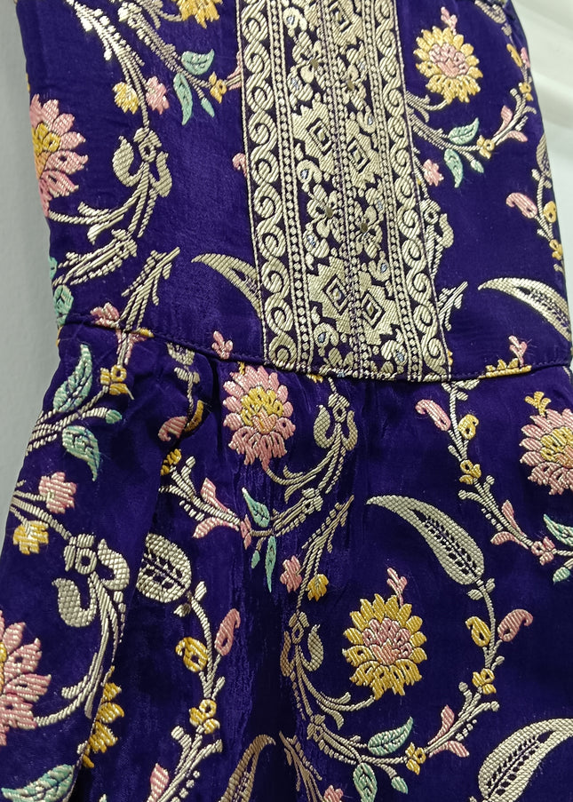 Girls Purple Ethnic Top with Palazzo Set | Festive Wear Kids Co-Ord Outfit | He & She