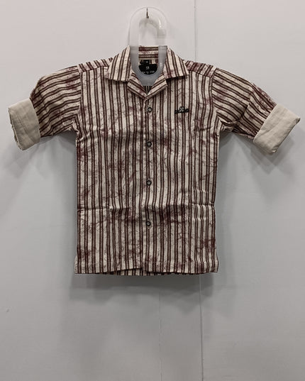 He & She Kids Brown Striped Cotton Shirt – Stylish Casual Boys Shirt