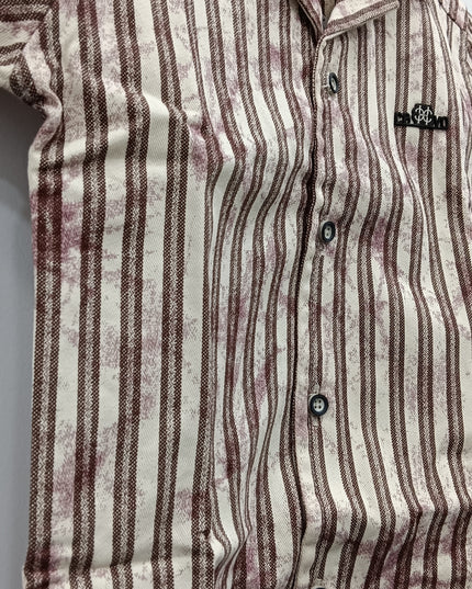 He & She Kids Brown Striped Cotton Shirt – Stylish Casual Boys Shirt
