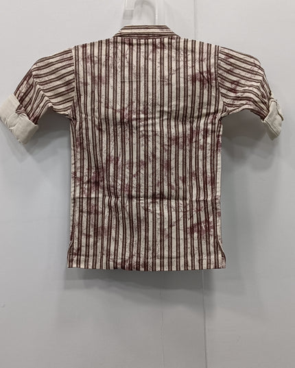 He & She Kids Brown Striped Cotton Shirt – Stylish Casual Boys Shirt