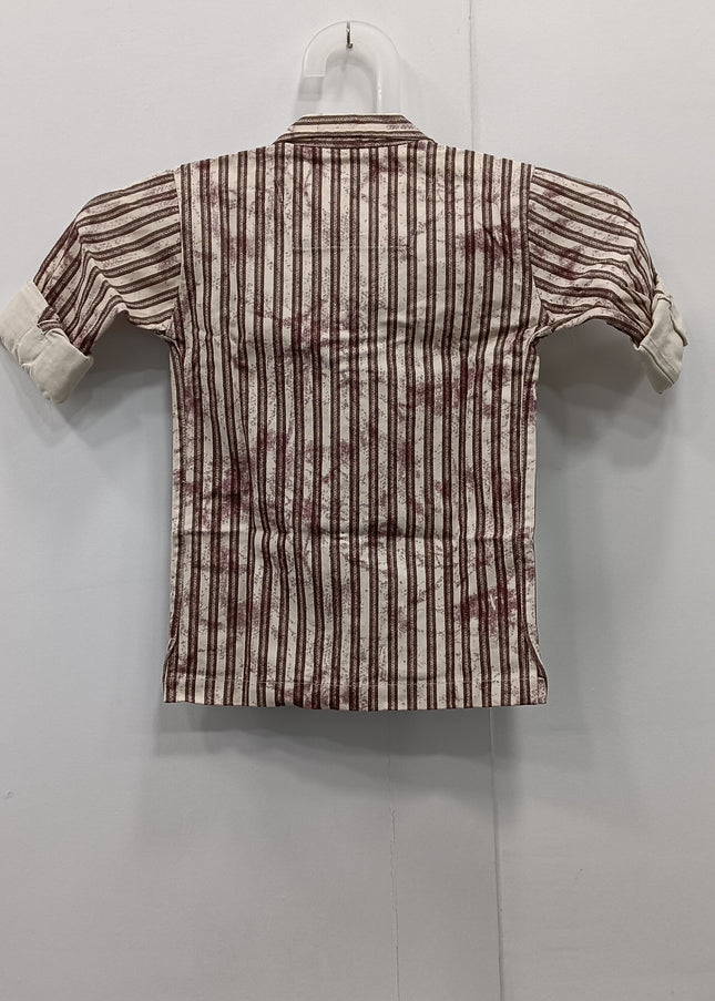He & She Kids Brown Striped Cotton Shirt – Stylish Casual Boys Shirt