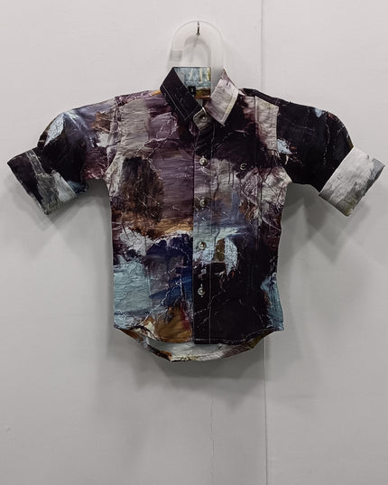 He & She Kids Abstract Printed Cotton Shirt – Stylish 700.00 Casual Boys Shirt
