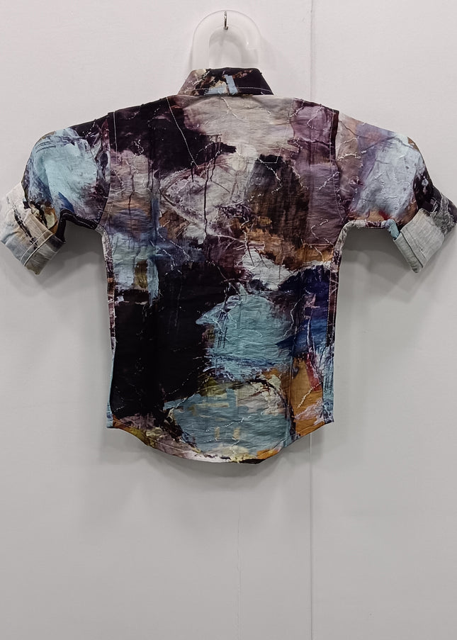 He & She Kids Abstract Printed Cotton Shirt – Stylish 700.00 Casual Boys Shirt
