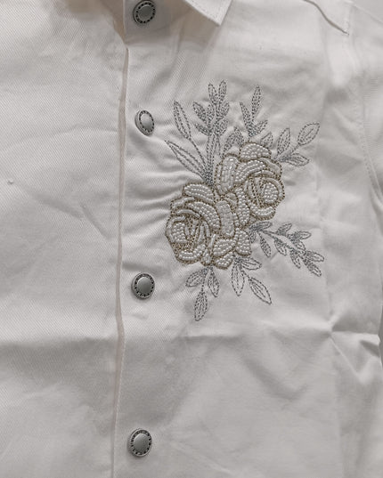 He & She Kids White Embroidered Cotton Shirt – Premium Party Wear Boys Shirt