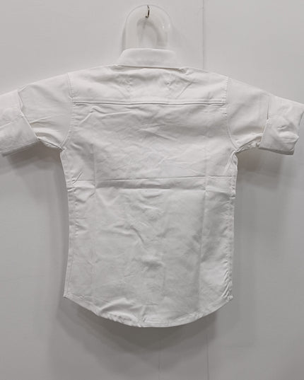 He & She Kids White Embroidered Cotton Shirt – Premium Party Wear Boys Shirt