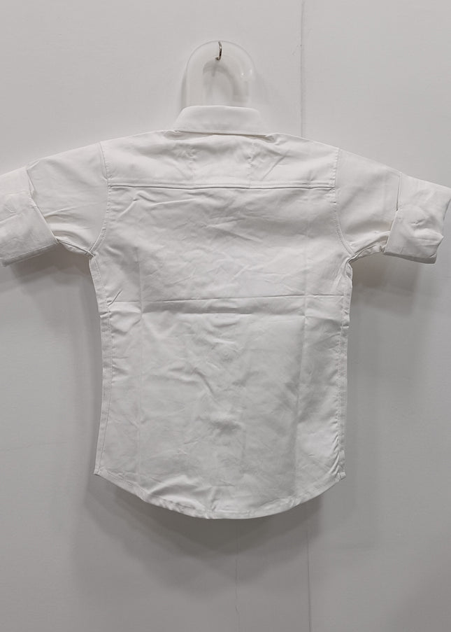 He & She Kids White Embroidered Cotton Shirt – Premium Party Wear Boys Shirt
