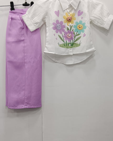 Girls Floral Printed Shirt with Palazzo Set | Cute Kids Co-Ord Outfit | He & She