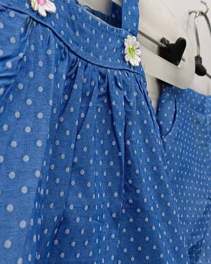 Girls Blue Polka Dot Top & Shorts Set | Cute Summer Co-Ord Outfit for Kids | He & She