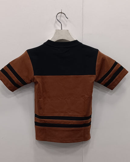 Boys Brown Graphic T-Shirt | Lucky Dice Print Casual Half Sleeve Tee | He & She