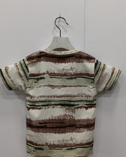Boys Cream Graphic Print T-Shirt | Stylish Kids Casual Cotton Tee | He & She