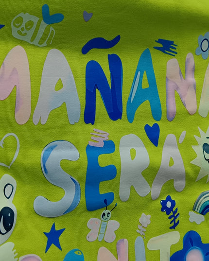Girls Bright Green Graphic Printed Cotton T-Shirt – “Mañana Será Bonito” | He and She Kidswear