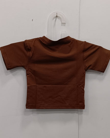 Girls Brown Cartoon Printed T-Shirt | Cute Graphic Tee for Kids | He & She