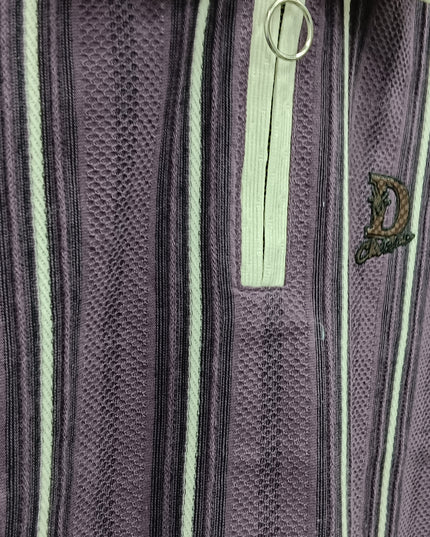 Boys Purple Striped Polo T-Shirt with Zip | Stylish Kids Casual Tee | He & She
