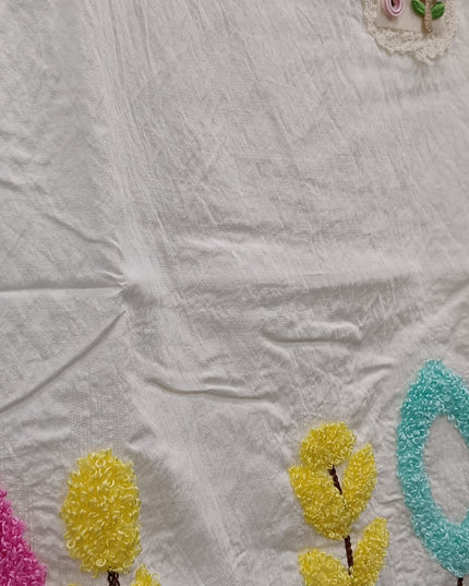 Girls White Embroidered Top | Floral Designer Kids Party Wear Top | He & She
