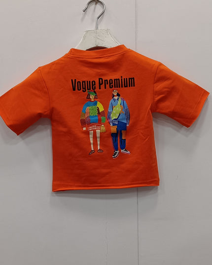 Girls Orange Graphic Cotton T-Shirt – Premium Kids Casual Wear | He & She