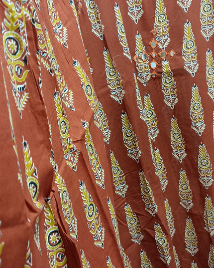 Rust Printed Sleeveless Kurti Pant Set for Women | Stylish Ethnic Wear by He & She
