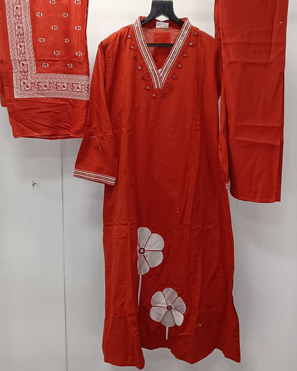 Red Kurti Pant Set with Dupatta for Women | Festive Ethnic Wear by He & She