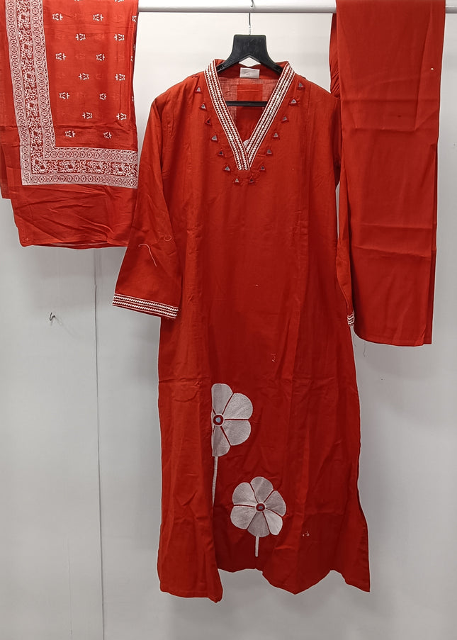 Red Kurti Pant Set with Dupatta for Women | Festive Ethnic Wear by He & She