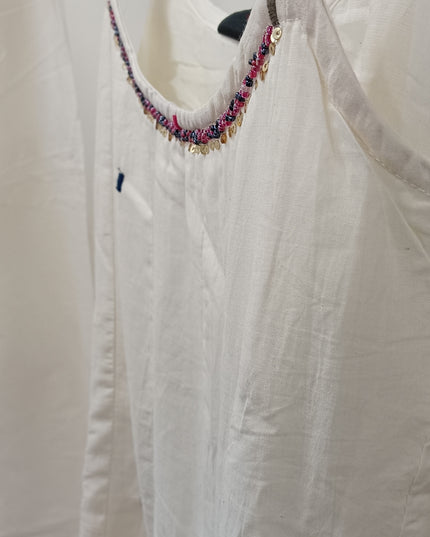 Women Off-White Cotton Kurti Pant Set | Elegant Ethnic Wear by He & She