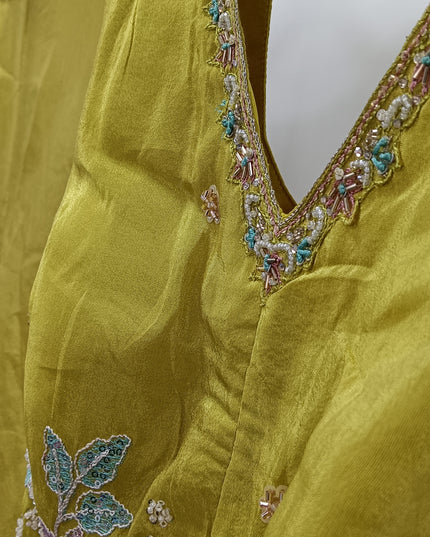 Women Yellow Embroidered Kurti with Palazzo Set | Festive & Ethnic Wear | He & She