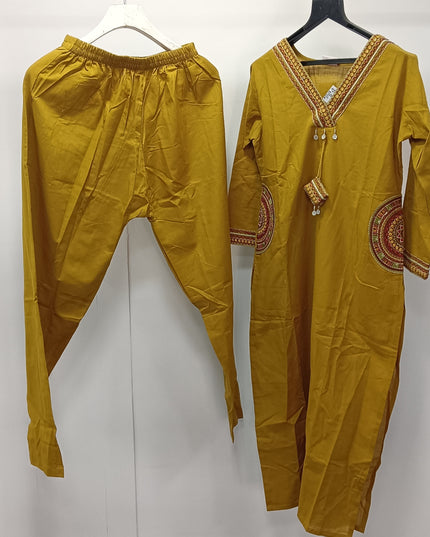 Mustard Ethnic Kurti Pant Set for Women | Elegant Traditional Wear by He & She