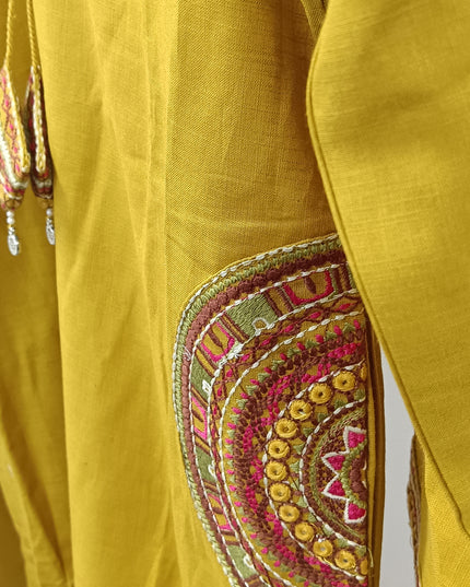 Mustard Ethnic Kurti Pant Set for Women | Elegant Traditional Wear by He & She