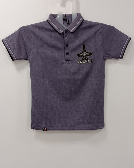 Boys Grey Polo T-Shirt with Collar | Premium Casual Kidswear by He & She