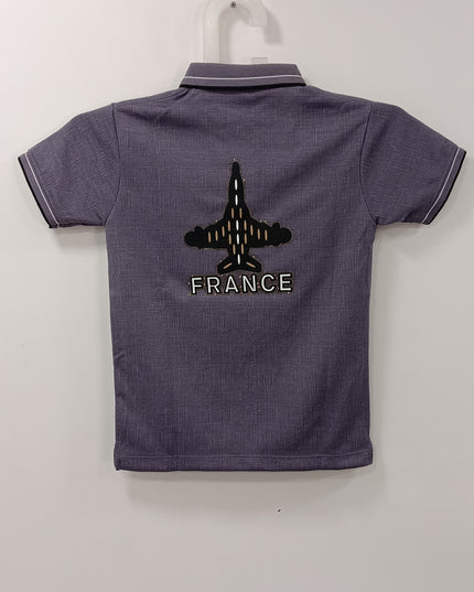 Boys Grey Polo T-Shirt with Collar | Premium Casual Kidswear by He & She