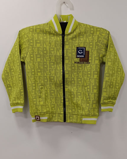 Boys Green Printed Jacket with Black T-Shirt Set | 2-Piece Kids Outfit by He & She